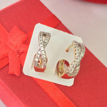 Load image into Gallery viewer, 14 K Gold and Rhodium Plated earrings with white zirconium - BIJUNET