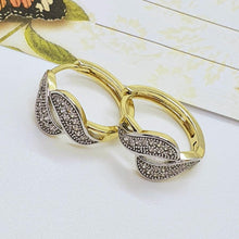 Load image into Gallery viewer, 14 K Gold and Rhodium Plated earrings with white zirconium - BIJUNET