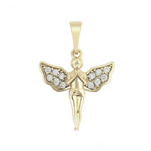 Load image into Gallery viewer, 14 K Gold Plated angel pendant with white zirconium - BIJUNET