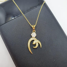 Load image into Gallery viewer, 14 K Gold Plated arabic pendant with white zirconium - BIJUNET