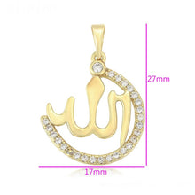 Charger l'image dans la galerie, 14 K Gold Plated arabic pendant with white zirconium - BIJUNET