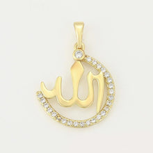 Charger l'image dans la galerie, 14 K Gold Plated arabic pendant with white zirconium - BIJUNET