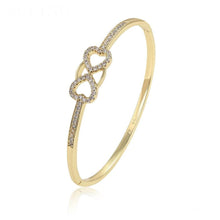 Load image into Gallery viewer, 14 K Gold Plated bangle with white zirconium - BIJUNET