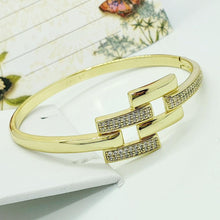 Load image into Gallery viewer, 14 K Gold Plated bangle with white zirconium - BIJUNET