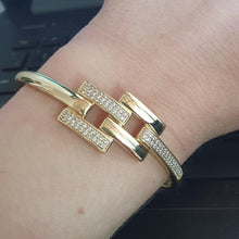 Load image into Gallery viewer, 14 K Gold Plated bangle with white zirconium - BIJUNET