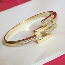 Load image into Gallery viewer, 14 K Gold Plated bangle with white zirconium - BIJUNET
