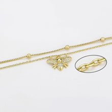 Load image into Gallery viewer, 14 K Gold Plated Bee anklet/bracelet with white zirconium - BIJUNET