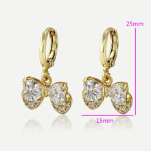 Load image into Gallery viewer, 14 K Gold Plated bow earrings with white zirconium - BIJUNET
