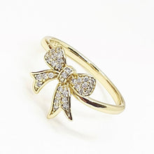 Load image into Gallery viewer, 14 K Gold Plated bow ring with white zirconium - BIJUNET