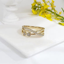 Load image into Gallery viewer, 14 K Gold Plated bow ring with white zirconium - BIJUNET