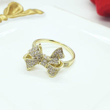 Cargar imagen en el visor de la galería, 14 K Gold Plated bow ring with white zirconium - BIJUNET