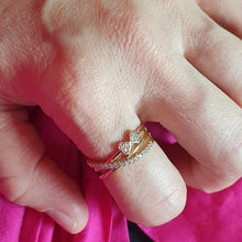 Load image into Gallery viewer, 14 K Gold Plated bow ring with white zirconium - BIJUNET