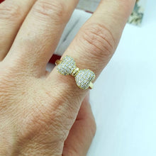 Load image into Gallery viewer, 14 K Gold Plated bow ring with white zirconium