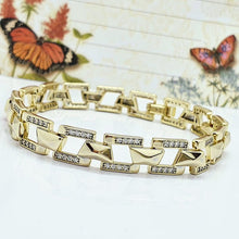 Load image into Gallery viewer, 14 K Gold Plated bracelet with white zirconium - BIJUNET