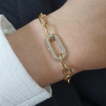 Load image into Gallery viewer, 14 K Gold Plated bracelet with white zirconium - BIJUNET