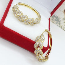 Load image into Gallery viewer, 14 K Gold Plated braided hoops earrings with white zirconium - BIJUNET