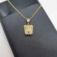 Load image into Gallery viewer, 14 K Gold Plated Bulldog pendant with white zirconium - BIJUNET