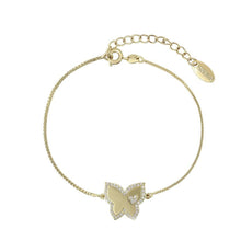 Load image into Gallery viewer, 14 K Gold Plated butterfly bracelet with white zirconium - BIJUNET