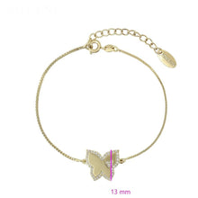 Load image into Gallery viewer, 14 K Gold Plated butterfly bracelet with white zirconium - BIJUNET