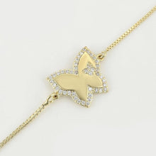 Load image into Gallery viewer, 14 K Gold Plated butterfly bracelet with white zirconium - BIJUNET