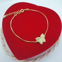 Load image into Gallery viewer, 14 K Gold Plated butterfly bracelet with white zirconium - BIJUNET