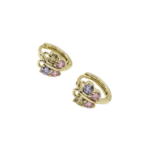 Load image into Gallery viewer, 14 K Gold Plated butterfly earrings with coloured zirconium - BIJUNET