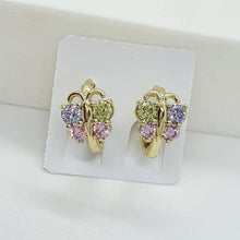 Load image into Gallery viewer, 14 K Gold Plated butterfly earrings with coloured zirconium - BIJUNET
