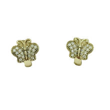 Load image into Gallery viewer, 14 K Gold Plated butterfly earrings with white zirconium - BIJUNET
