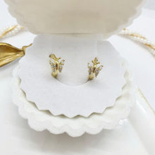 Load image into Gallery viewer, 14 K Gold Plated butterfly earrings with white zirconium - BIJUNET