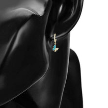 Load image into Gallery viewer, 14 K Gold Plated butterfly earrings with white zirconium - BIJUNET