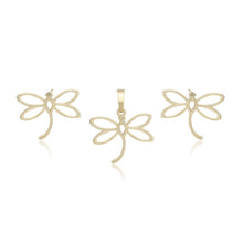 Load image into Gallery viewer, 14 K Gold Plated butterfly pendant and earrings set - BIJUNET