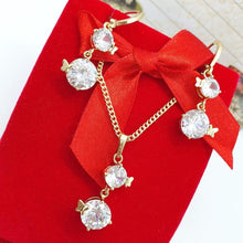 Load image into Gallery viewer, 14 K Gold Plated butterfly pendant and earrings set with white zirconium - BIJUNET