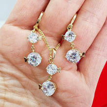 Load image into Gallery viewer, 14 K Gold Plated butterfly pendant and earrings set with white zirconium - BIJUNET