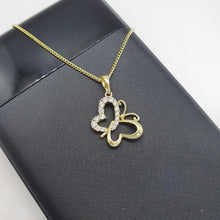 Cargar imagen en el visor de la galería, 14 K Gold Plated Butterfly pendant with white zirconium - BIJUNET