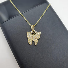 Load image into Gallery viewer, 14 K Gold Plated Butterfly pendant with white zirconium - BIJUNET