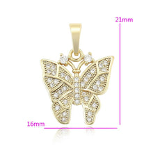 Load image into Gallery viewer, 14 K Gold Plated Butterfly pendant with white zirconium - BIJUNET