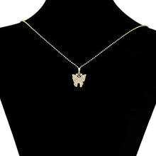 Load image into Gallery viewer, 14 K Gold Plated Butterfly pendant with white zirconium - BIJUNET