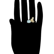 Load image into Gallery viewer, 14 K Gold Plated butterfly ring with turquoise zirconium - BIJUNET