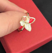 Charger l'image dans la galerie, 14 K Gold Plated butterfly ring with white zirconium - BIJUNET