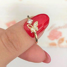 Load image into Gallery viewer, 14 K Gold Plated butterfly ring with white zirconium - BIJUNET