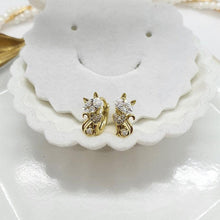 Load image into Gallery viewer, 14 K Gold Plated cat earrings with white zirconium - BIJUNET
