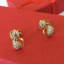 Load image into Gallery viewer, 14 K Gold Plated cat earrings with white zirconium - BIJUNET