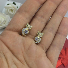 Load image into Gallery viewer, 14 K Gold Plated Cats earrings with white zirconium - BIJUNET