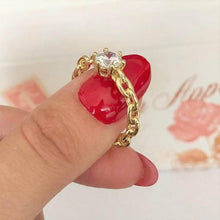 Load image into Gallery viewer, 14 K Gold Plated chain ring with white zirconium - BIJUNET