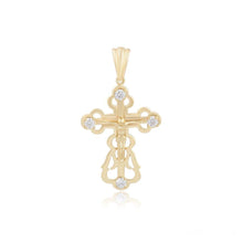 Load image into Gallery viewer, 14 K Gold Plated cross pendant with white zirconium - BIJUNET
