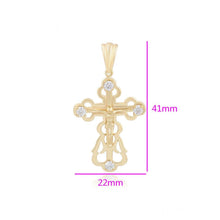 Load image into Gallery viewer, 14 K Gold Plated cross pendant with white zirconium - BIJUNET