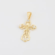 Load image into Gallery viewer, 14 K Gold Plated cross pendant with white zirconium - BIJUNET