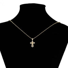Load image into Gallery viewer, 14 K Gold Plated cross pendant with white zirconium - BIJUNET