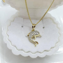 Cargar imagen en el visor de la galería, 14 K Gold Plated dolphin pendant with white zirconium - BIJUNET