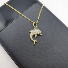 Cargar imagen en el visor de la galería, 14 K Gold Plated dolphin pendant with white zirconium - BIJUNET